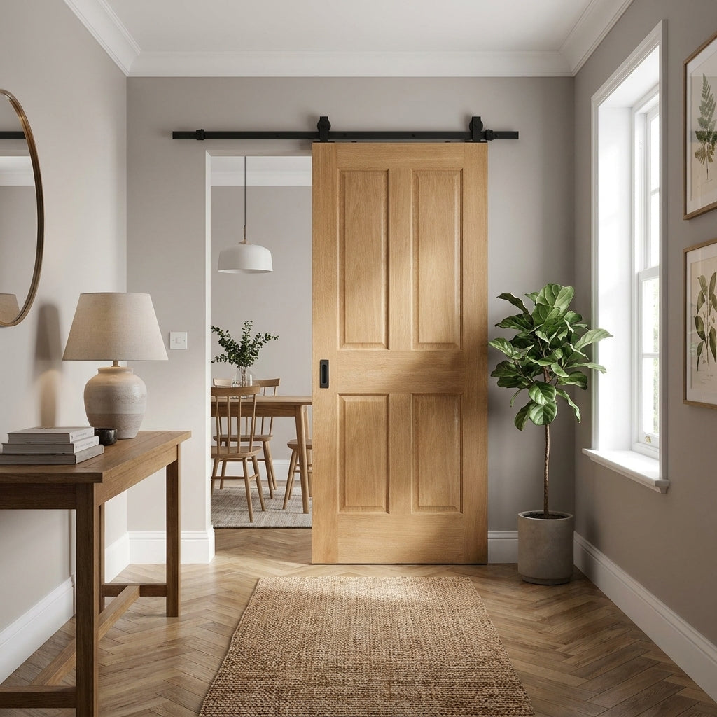 Internal Oak Sliding Door Unfinished Traditional Victorian 4 Panel