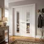 Internal French Door with 1 Light Obscure Glass, White Primed, 3 Panel Design