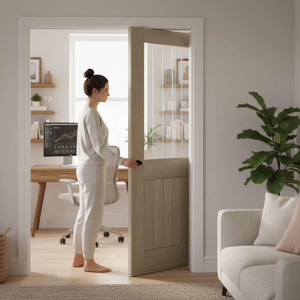 Premium Light Grey 1L Glazed Pocket Door Set with Galvanised Steel Frame and Comprehensive Timber Lining Kit