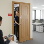 Premium 1930s Style Oak 4 Panel Fire Door with 30-Minute Fire Rating and Solid Engineered Core