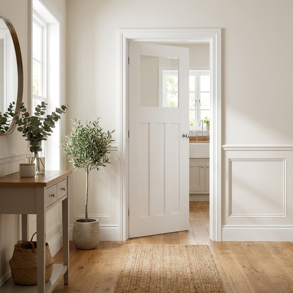 Internal White Primed 1930's Door with 1 Light Clear Glass