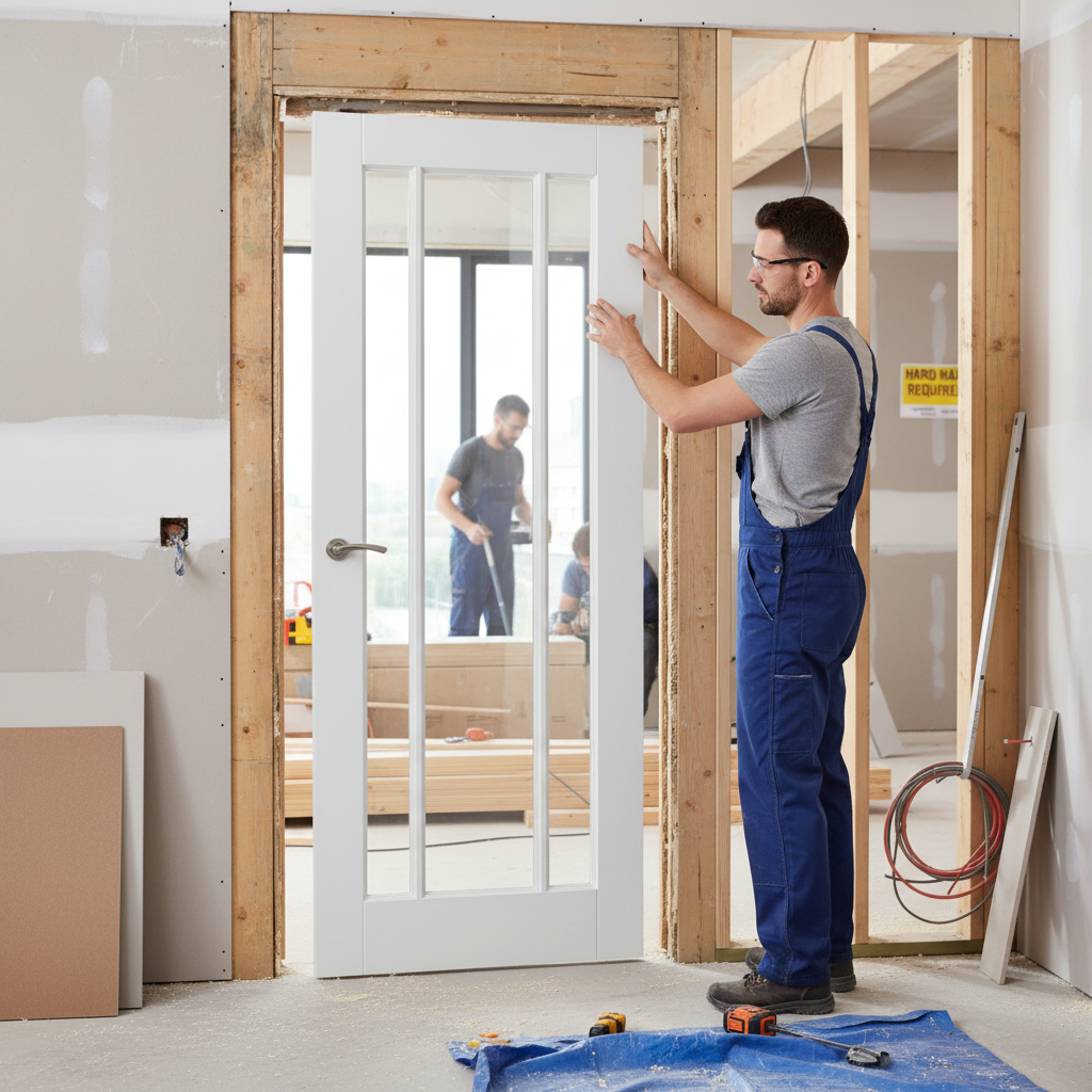 Internal Primed Toledo 3 Light Clear Glass Door with Solid Engineered Core and Lifetime Guarantee