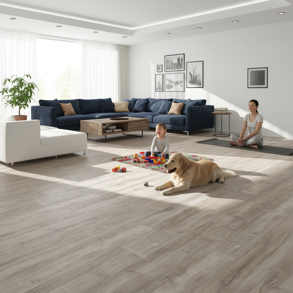 Premium 10mm Laminate Flooring with Water-Resistant Surface and Natural Wood Imitation in Various Colors for Kitchens and Bathrooms