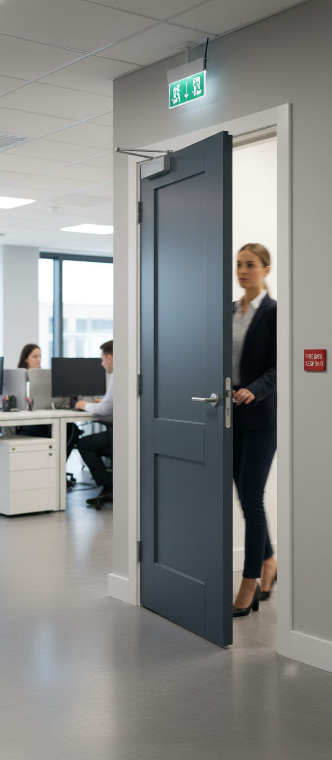 Premium Custom Colour Fire Door with Recessed One Panel Design, Fire Rated for 30 Minutes and Engineered for Strength