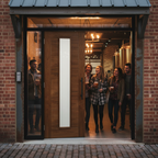 Premium Walnut Glazed Fire Door with Solid Core and FD30 Fire Glass for Contemporary Homes