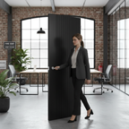 Premium Black Slatted Fire Door with Minimalistic Design and Solid Core for Modern Spaces