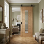 Internal Oak Sliding Door Fully Finished with 1 Light Clear Glass