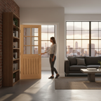 Premium Oak Veneered Glazed Door Pair with Solid Engineered Core, Stain-Ready Finish