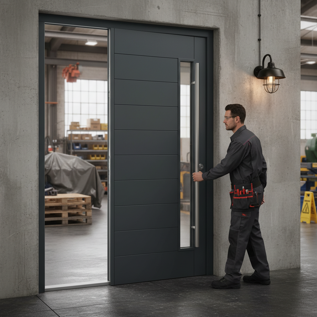 Premium Hardwood External Door with Obscure Double-Glazed Glass and Long Pull Bar Handle