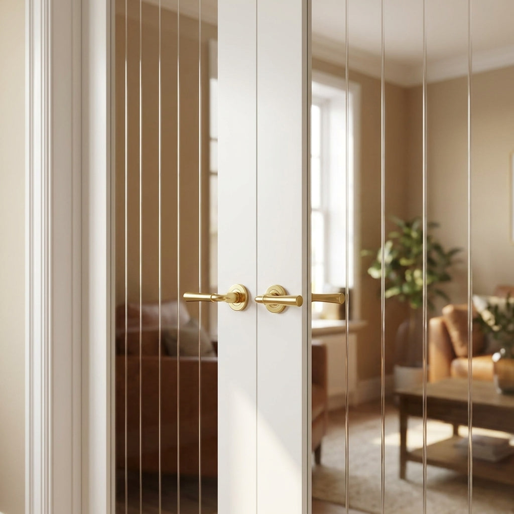 Internal Cottage 1 Light French Door with Clear Glass and Obscure Lines - detail view