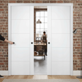 Premium 5 Panel Double Pocket Door Set with Galvanised Steel Frame and Adjustable Jambs for Space Saving Design
