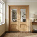 Internal Oak Door Fully Finished with Clear Glass Mayfair 2 Panel Design