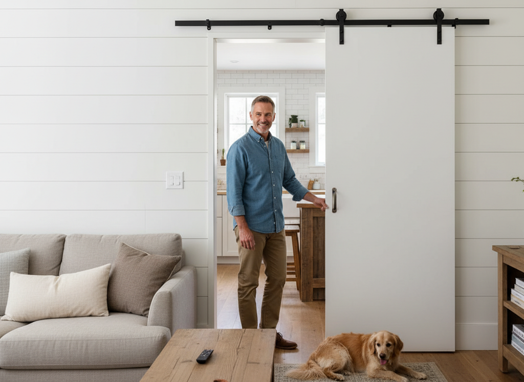 Premium Wall Mounted Sliding Door Kit with 2m Anodised Aluminium Track and Easy Installation for Up to 60 kg Doors