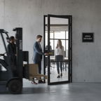 Premium Tinted Glazed Industrial Style Door - Custom Made, Solid Core, Prefinished in Black with Narrow Stiles and Rails