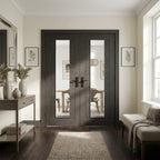 Black Internal Double Door with Clear Glass, Fully Finished Laminate