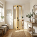 Internal Bi-Fold Door, Clear Pine, Unfinished, Malton 4 Panel, 2 Light Glass