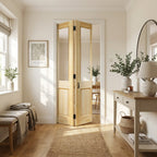 Internal Bi-Fold Door, Clear Pine, Unfinished, Malton 4 Panel, 2 Light Glass