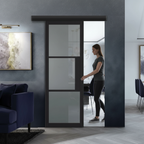 Premium Tinted Glazed Sliding Door Set with 2m Anodized Aluminium Track and Wall-Mounted Pelmet Kit