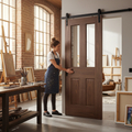 Premium Internal Fully Finished Victorian Sliding Door with Clear Glass Panels and Space-Saving Black Steel Track