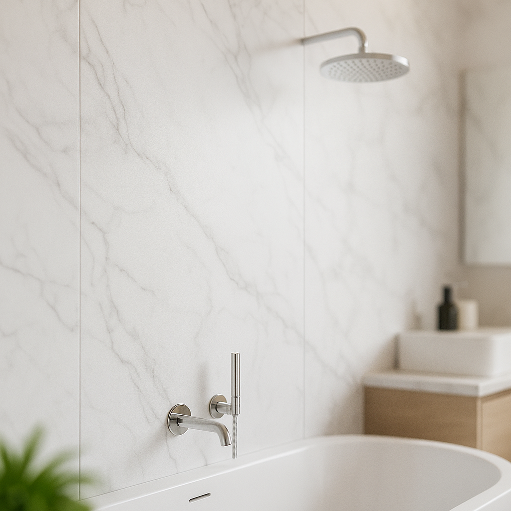White Marble PVC Wall Panelling 2400x1000mm Lifetime Guarantee Waterproof - detail view