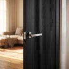 Fully Finished Black Internal Door with 10 Fluted Panels and Solid Engineered Core - detail view
