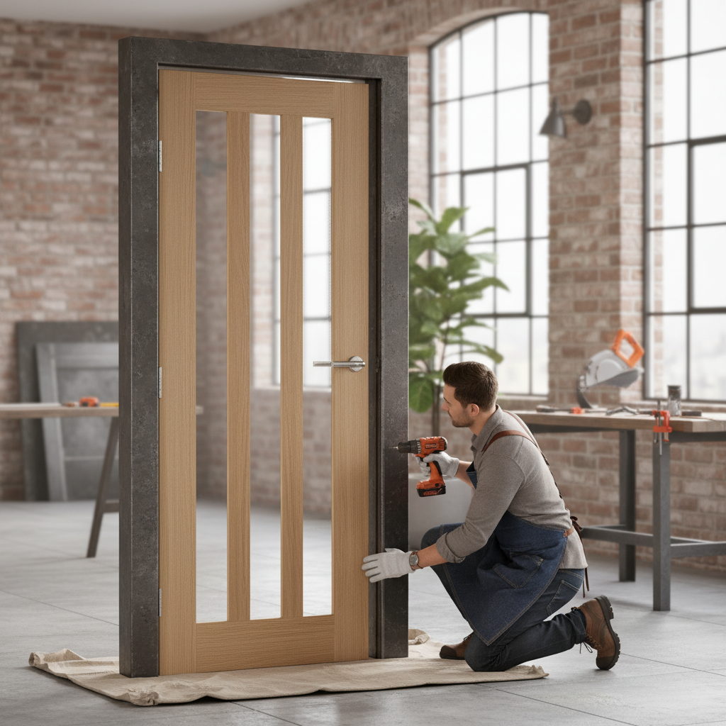 Premium Oak Internal Door with Clear Glass Panels - Engineered for Strength, Stability, and Natural Light