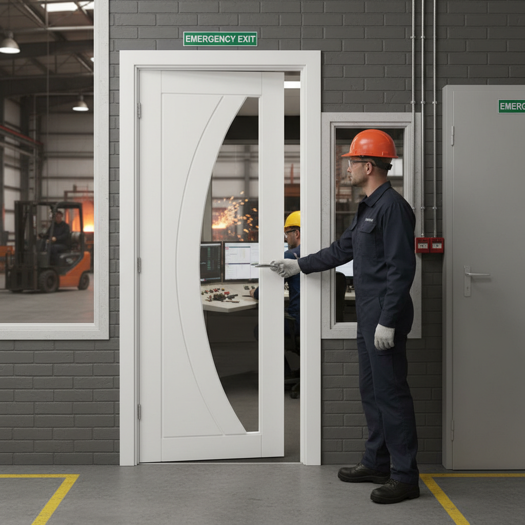 Premium Clear Glazed Fire Door with FD30 Rating, Engineered Construction and U-Groove Design for Enhanced Aesthetics and Safety