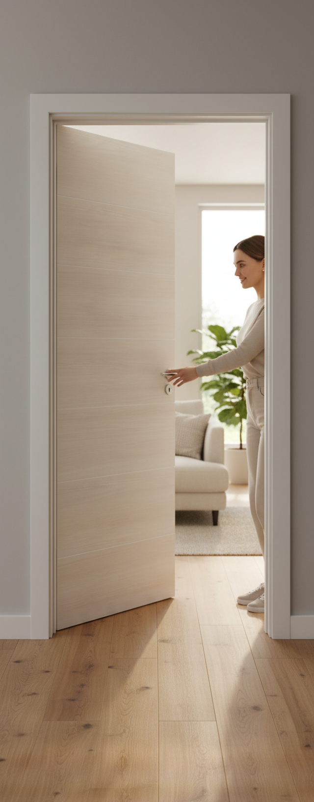 Premium Fully Finished Ivory Laminated Internal Door - Modern Design for Elegant Interiors