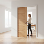 Premium Unfinished Oak 5 Panel Framed Pocket Door Set for Timeless Elegance and Customization