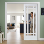 Premium Clear Glazed Double Pocket Door Set with Galvanised Steel Frame and 15-Year Guarantee