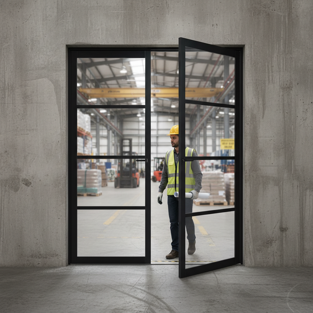 Premium Industrial Style Custom Made French Doors with Sleek Matt Black Finish and Durable Hardware Design
