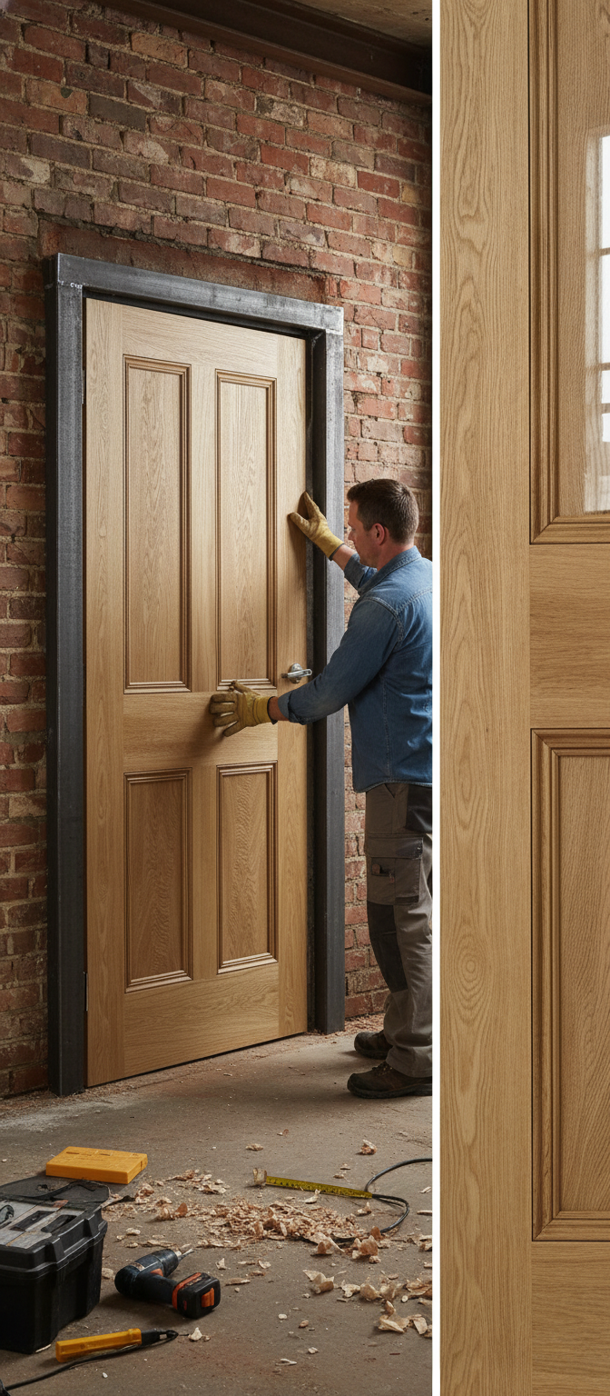Premium Unfinished Oak Fire Door - 4 Panel Design with Solid Core and FD30 Certification for Enhanced Safety