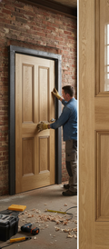 Premium Unfinished Oak Fire Door - 4 Panel Design with Solid Core and FD30 Certification for Enhanced Safety