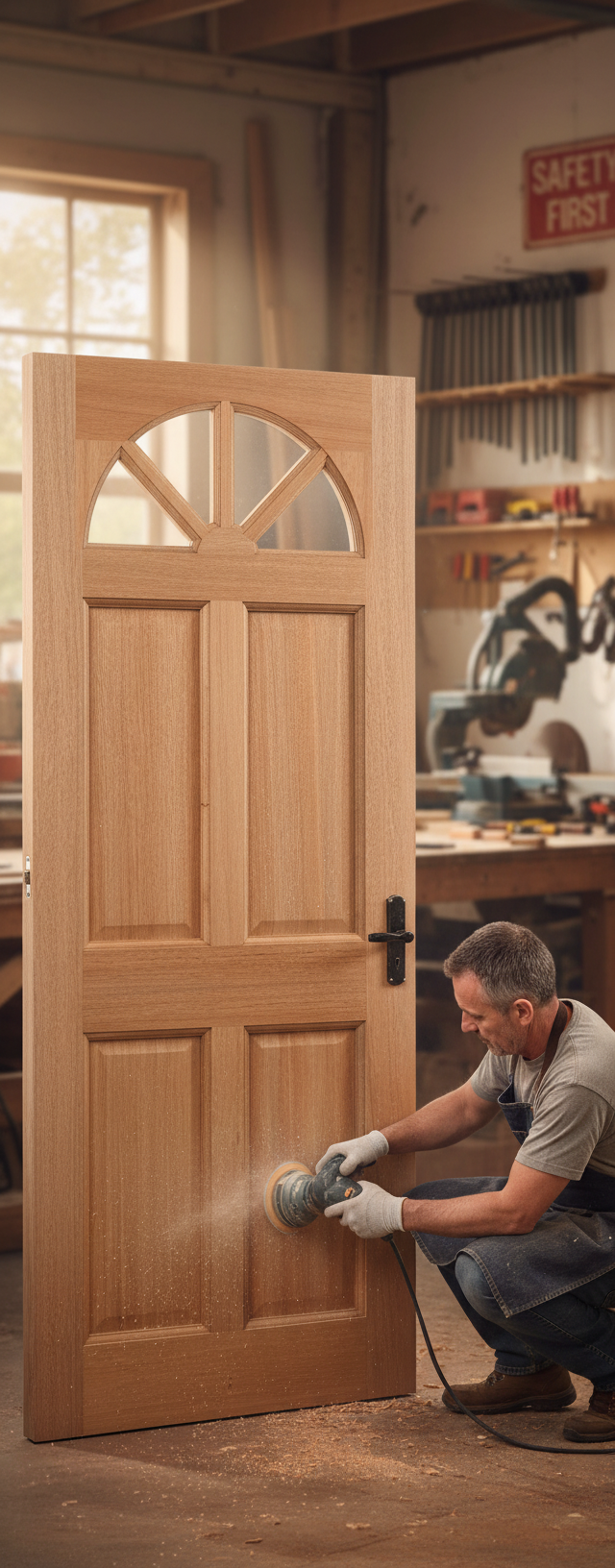 Premium Hardwood External Door with Traditional Fan Light Design - Dowelled, 78" x 30" x 44mm