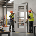 Premium Fully Finished Internal FD30 Clear Glazed Fire Door with Light Grey Ash Veneer and Solid Core Construction