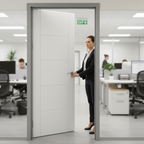 Premium White Primed Fire Door with 30 Minutes Fire Rating and Grooved Panel Effect