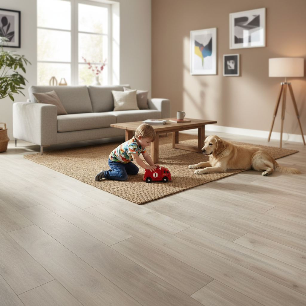 Premium 12mm Laminate Flooring with V-Grooved Edges for Solid Wood Appearance - Water-Resistant for Wet Areas