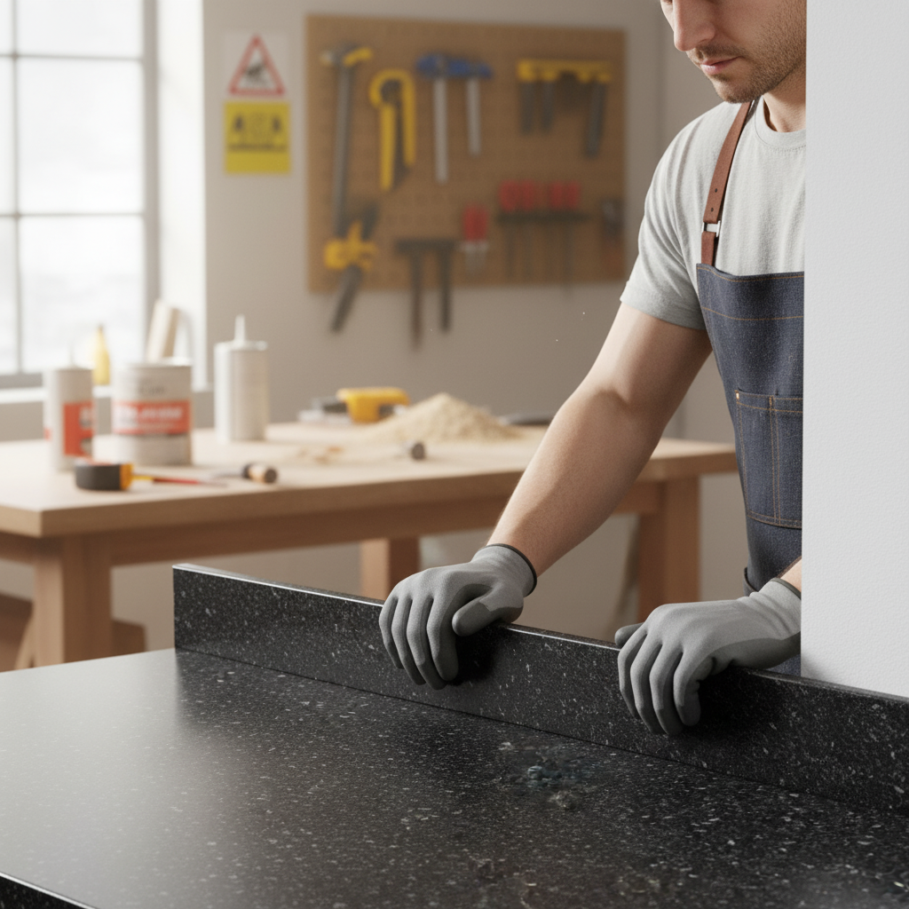 Premium Rounded Edge Upstand 3000mm - High-Quality Laminate with Stone Effect for Modern Kitchens