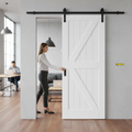 Premium Internal White Primed Barn FLB Sliding Door Set with Rustic Design and Space-Saving Sliding Track for Stylish Interiors
