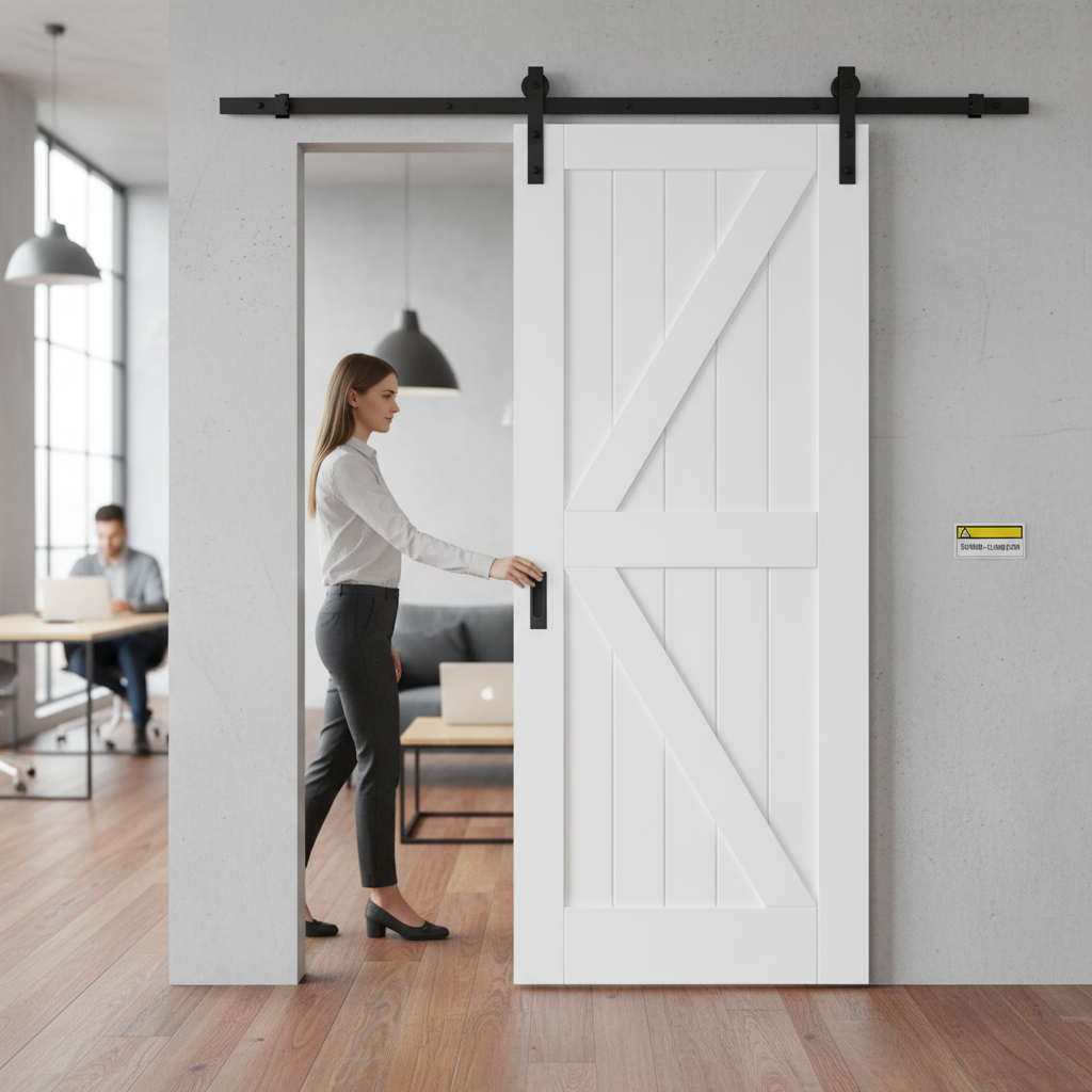 Premium Internal White Primed Barn FLB Sliding Door Set with Rustic Design and Space-Saving Sliding Track for Stylish Interiors