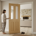 Premium Clear Glazed Internal Door with Solid Core and Bevelled Glass Panels for Elegant Home Interiors