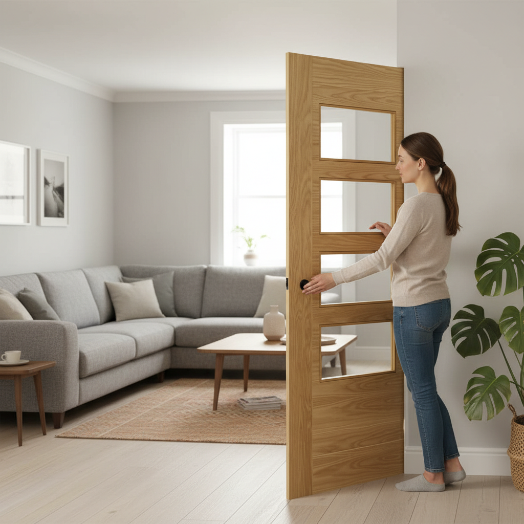 Premium Clear Glazed Flush Pocket Door Set with No Bottom Track and 15-Year Guarantee for Modern Spaces