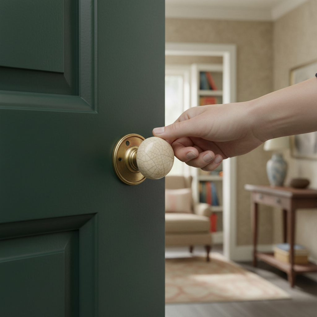 Premium Ivory Crackle Glaze Door Knob on Bronze Rose - Traditional Style with 10 Year Guarantee