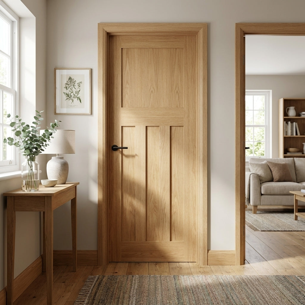 Internal Oak Door Fully Finished 1930's DX 4 Panel Solid Engineered Core