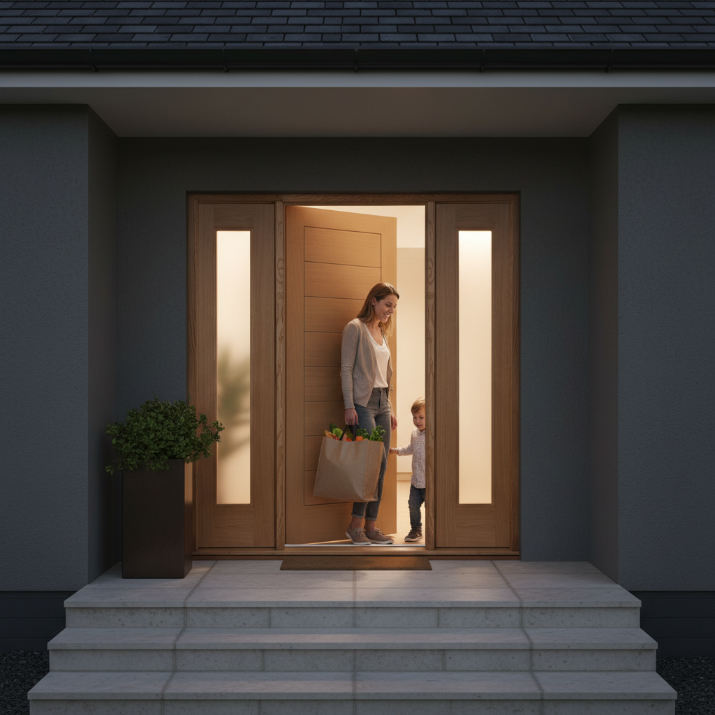 Premium Obscure Glazed Grand Entrance Door Kit with Flat-Pack Frame and Adjustable Sidelights for Modern Living
