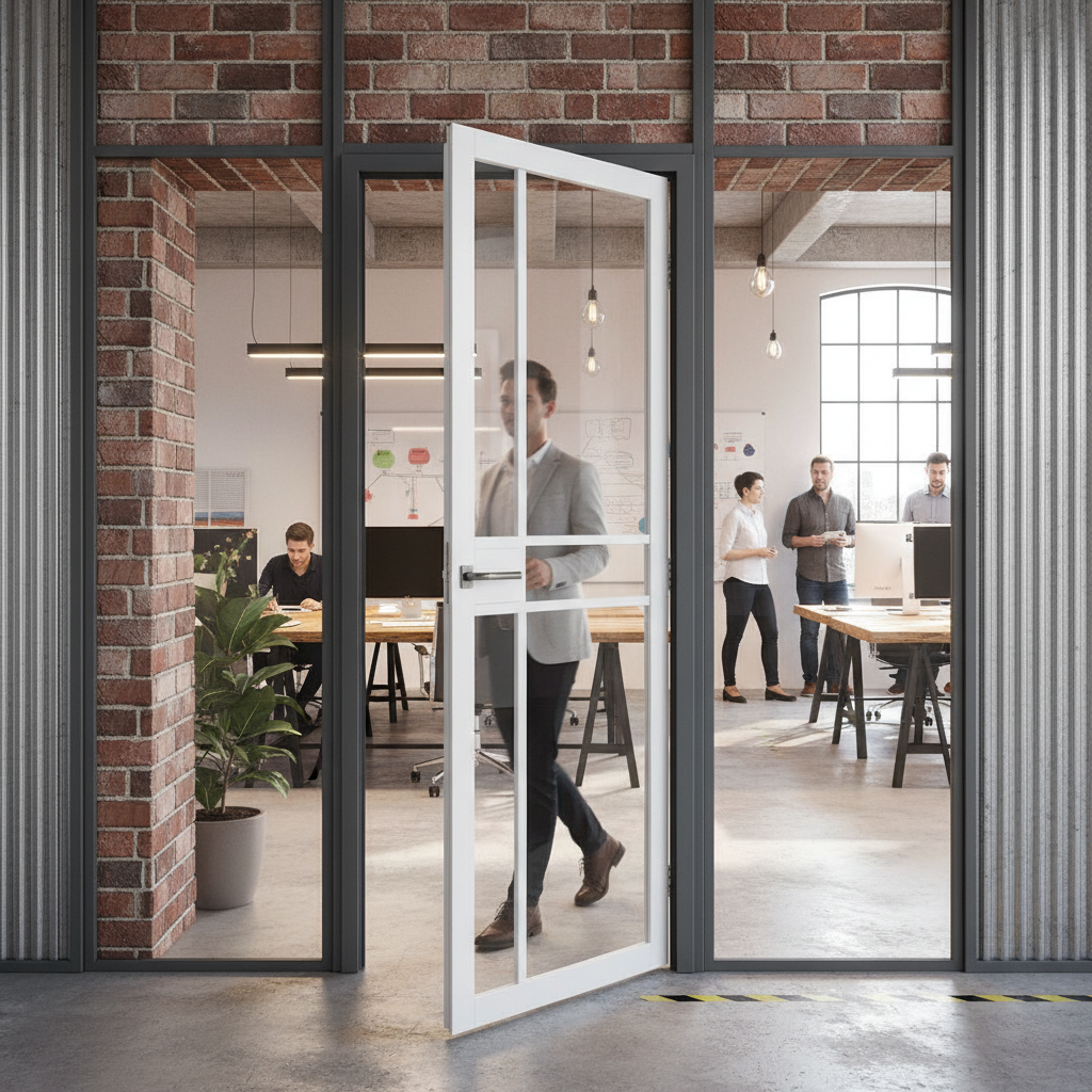 Premium Clear Glazed Industrial Style Door with Solid Core and Minimalist Design for Modern Interiors