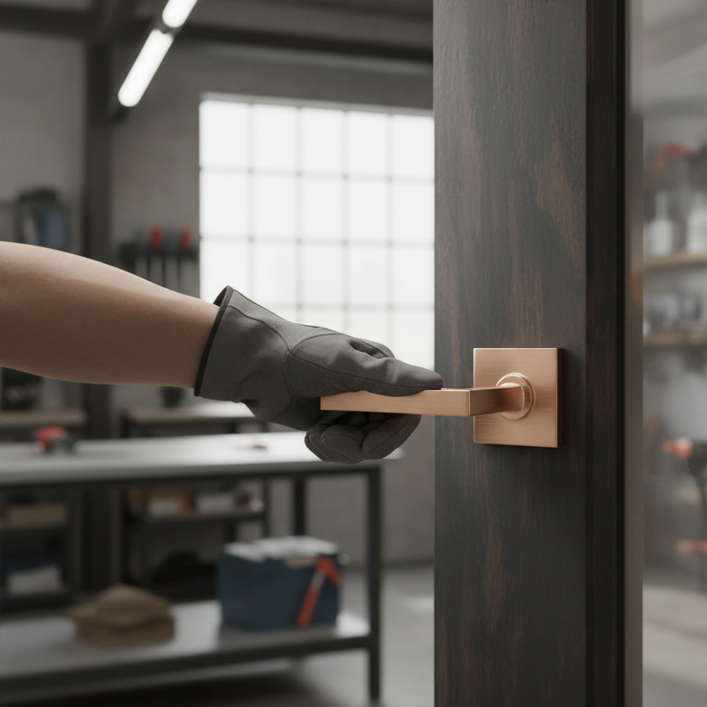 Premium Satin Copper Lever on Square Rose - Contemporary Design with 10mm Depth and 140mm Length