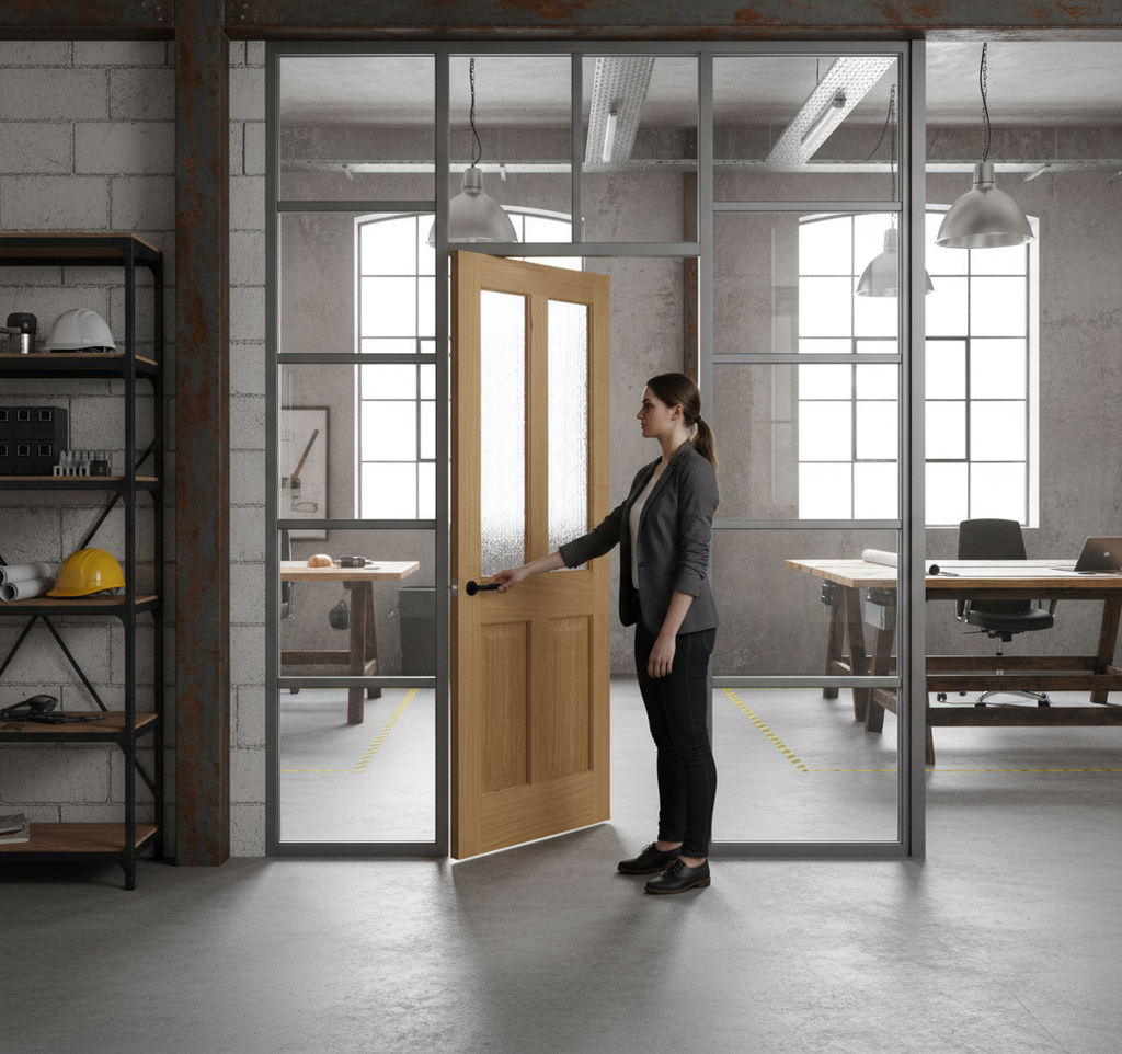 Premium Solid White Pocket Door Set with Clear Glazed Panels and Galvanised Steel Frame for Elegant Space Saving