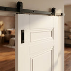 Internal Sliding Door - White Primed Elegance Henley with Black Top Mount - detail view
