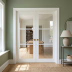 Internal White Double Door with 3 Light Clear Glass, Primed Finish